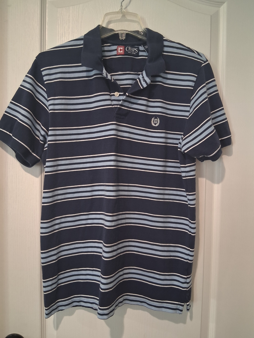 Chaps Navy & Light Blue Striped Polo